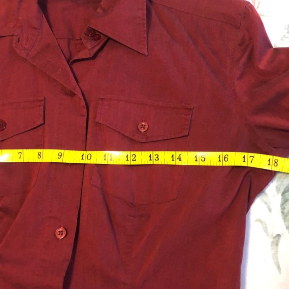 Maroon Button Down Long-Sleeve Blouse - Picture 13 of 14